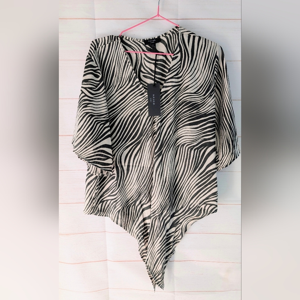 Nwt Haver London Zebra 🦓 🦓 Print Blouse Size M